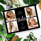 Cool Black Trendy Collage Graduate 4 Multi Photos Kaart