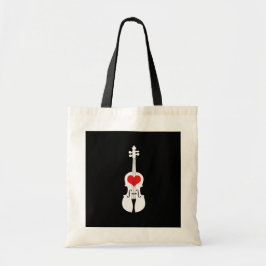 Cool Black Violin Canvas tas met rood hart