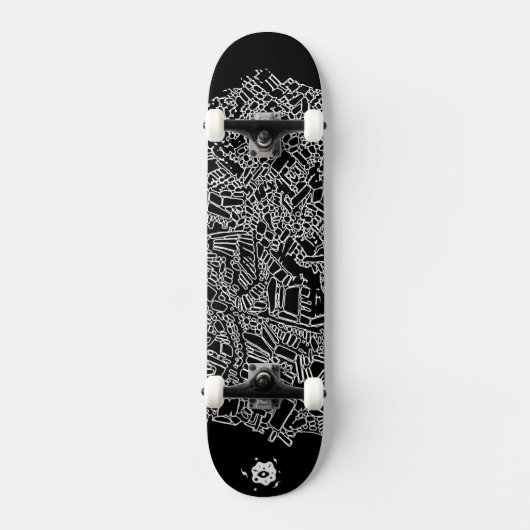Cool Black White Abstracte digitale art Persoonlijk Skateboard (Voorkant)