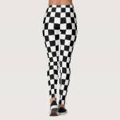Cool Black White Checkered Flag Pattern Red Stripe Leggings (Achterkant)