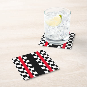 Cool Black White Checkered Flagroonpatroonvierkant Kartonnen Onderzetters