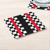 Cool Black White Checkered Flagroonpatroonvierkant Kartonnen Onderzetters (Schuin)