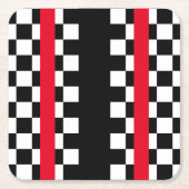 Cool Black White Checkered Flagroonpatroonvierkant Kartonnen Onderzetters (Voorkant)
