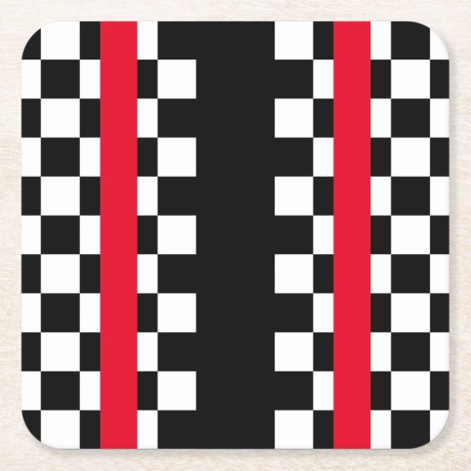 Cool Black White Checkered Flagroonpatroonvierkant Kartonnen Onderzetters (Voorkant)