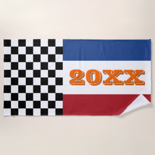 Cool Black White Checkered Race Flag Pattern Strandlaken
