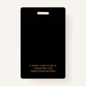 Cool Black White Event Personeel Bedrijf Logo Naam Badge (Achterkant)