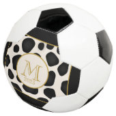 Cool Black & White & Gold 2023-monogram Voetbal (Drie kwart)