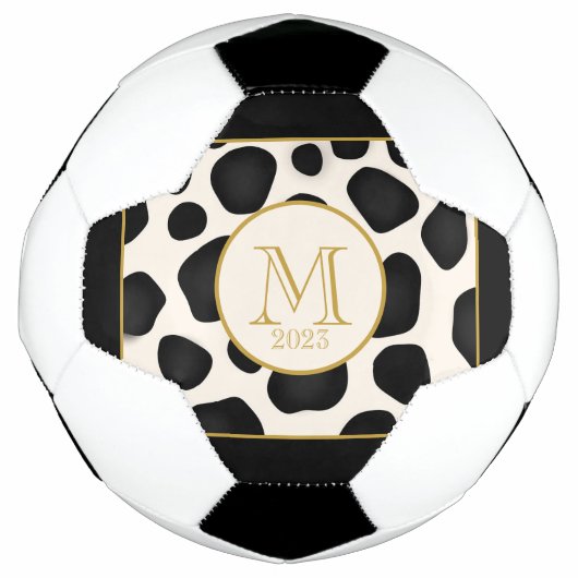 Cool Black & White & Gold 2023-monogram Voetbal (Voorkant)
