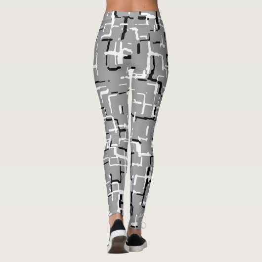 COOL Black White Grey Abstract Pattern Leggings (Achterkant)