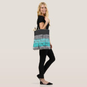 Cool Black White Grey Blue Pattern Tote Bag (Op model)