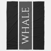 Cool Black White Grey Nautical WHALE Text Stripes Fleece Deken (Voorkant)