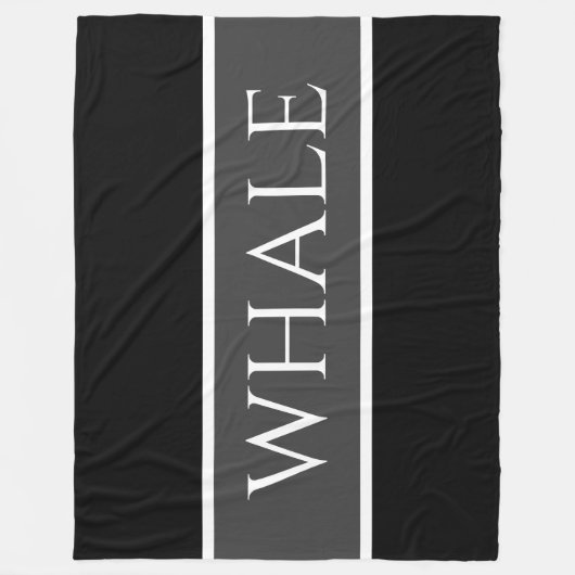 Cool Black White Grey Nautical WHALE Text Stripes Fleece Deken (Voorkant)