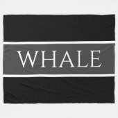 Cool Black White Grey Nautical WHALE Text Stripes Fleece Deken (Voorkant (Horizontaal))