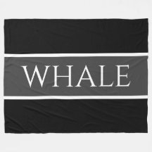 Cool Black White Grey Nautical WHALE Text Stripes