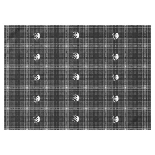 Cool Black & white plaid Skull tablecloe Tafelkleed (Voorkant (Horizontaal))