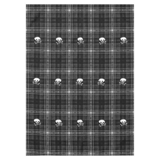 Cool Black & white plaid Skull tablecloe Tafelkleed (Voorkant)