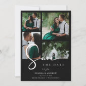 Cool Black & White Trend 4 Multi Photos Collage QR Save The Date (Voorkant)