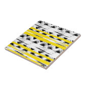 Cool Black White Yellow Stripes Tribal Pattern Tegeltje (Zijkant)