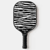 Cool Black White Zebra Stripe Print Custom Text Pickleball Paddle (Achterkant)