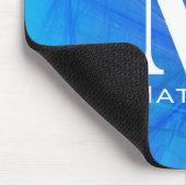 Cool Blau Fractal Witte Monogram Naam Muismat (Hoek)