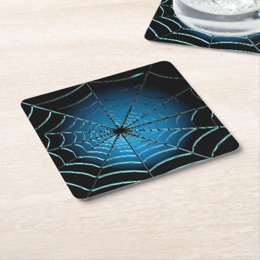 Cool Blau Spinnenweb Kartonnen Onderzetters (Schuin)