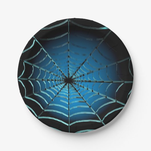 Cool Blau Spinnenweb Papieren Bordje (Voorkant)