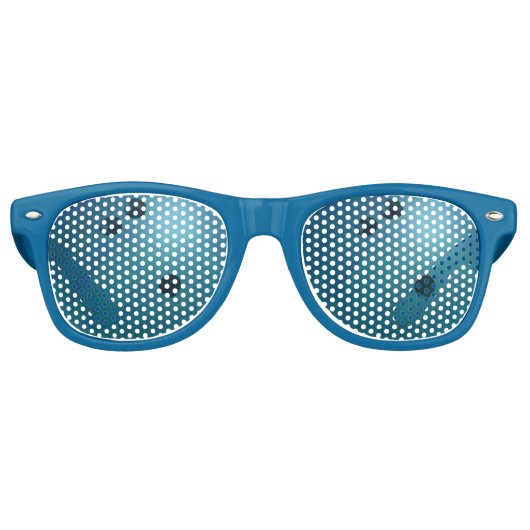 Cool Blauw Bowling Ball Party Shades Retro Zonnebril (Voorkant)