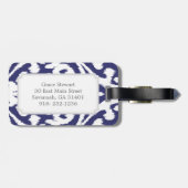 Cool blauw en wit ikat tribaal patroon bagagelabel (Achterkant horizontaal)