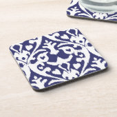 Cool blauw en wit ikat tribaal patroon bier onderzetter (Linkerzijde)