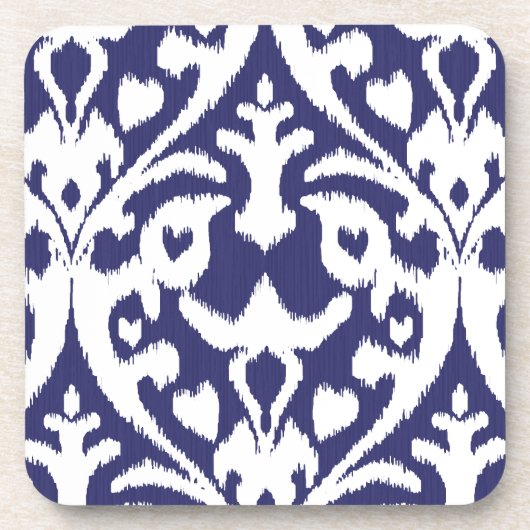 Cool blauw en wit ikat tribaal patroon bier onderzetter (Voorkant)