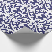 Cool blauw en wit ikat tribaal patroon cadeaupapier (Hoek)