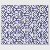 Cool blauw en wit ikat tribaal patroon cadeaupapier (Vlak)