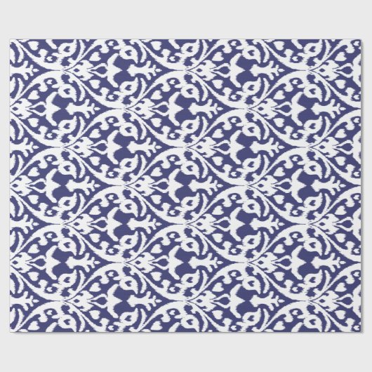 Cool blauw en wit ikat tribaal patroon cadeaupapier (Vlak)