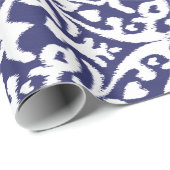 Cool blauw en wit ikat tribaal patroon cadeaupapier (Rol Hoek)