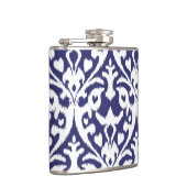 Cool blauw en wit ikat tribaal patroon heupfles (Rechts)