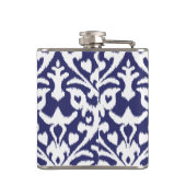 Cool blauw en wit ikat tribaal patroon heupfles (Achterkant)