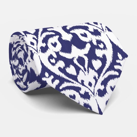 Cool blauw en wit ikat tribaal patroon stropdas (Opgerold)