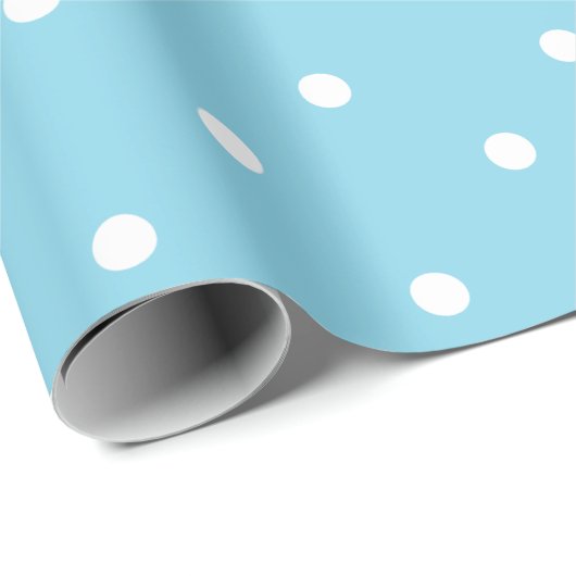 Cool blauw en wit Polka Dots verjaardagscadeaus Cadeaupapier (Rol Hoek)
