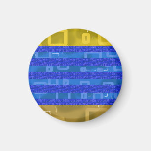 Cool Blauw Goud Geometrische Strepen Magneet
