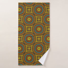 Cool Blauw Rood Geel Retro Geometrisch Etnisch Sta Badhanddoek