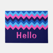 Cool Blauw Roze Chevron Monogram Deurmat (Voorkant)