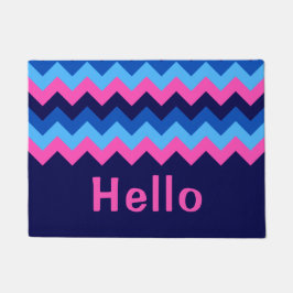 Cool Blauw Roze Chevron Monogram Deurmat