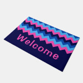 Cool Blauw Roze Chevron Monogram Grote Deurmat (Schuin)