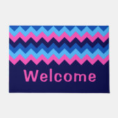 Cool Blauw Roze Chevron Monogram Grote Deurmat (Voorkant)