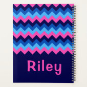 Cool Blauw Roze Chevron Monogram Planner (Achterkant)