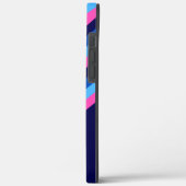 Cool Blauw Roze Chevron Monogram Telefoon Case (Achterkant / Links)