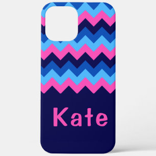 Cool Blauw Roze Chevron Monogram Telefoon Case