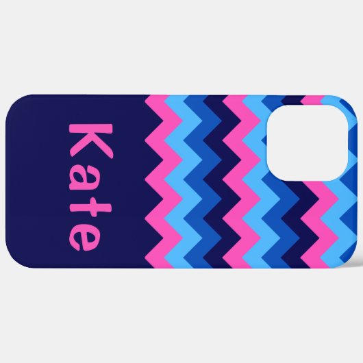 Cool Blauw Roze Chevron Monogram Telefoon Case (Achterkant / Rechts)