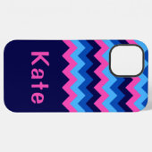 Cool Blauw Roze Chevron Monogram Telefoon Case iPhone Hoesje (Achterkant horizontaal)