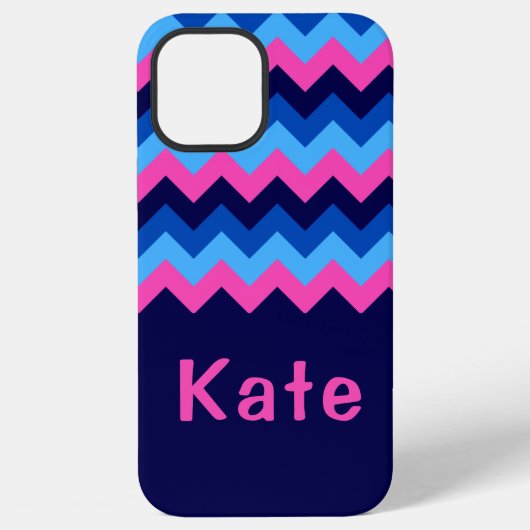 Cool Blauw Roze Chevron Monogram Telefoon Case iPhone Hoesje (Achterkant)